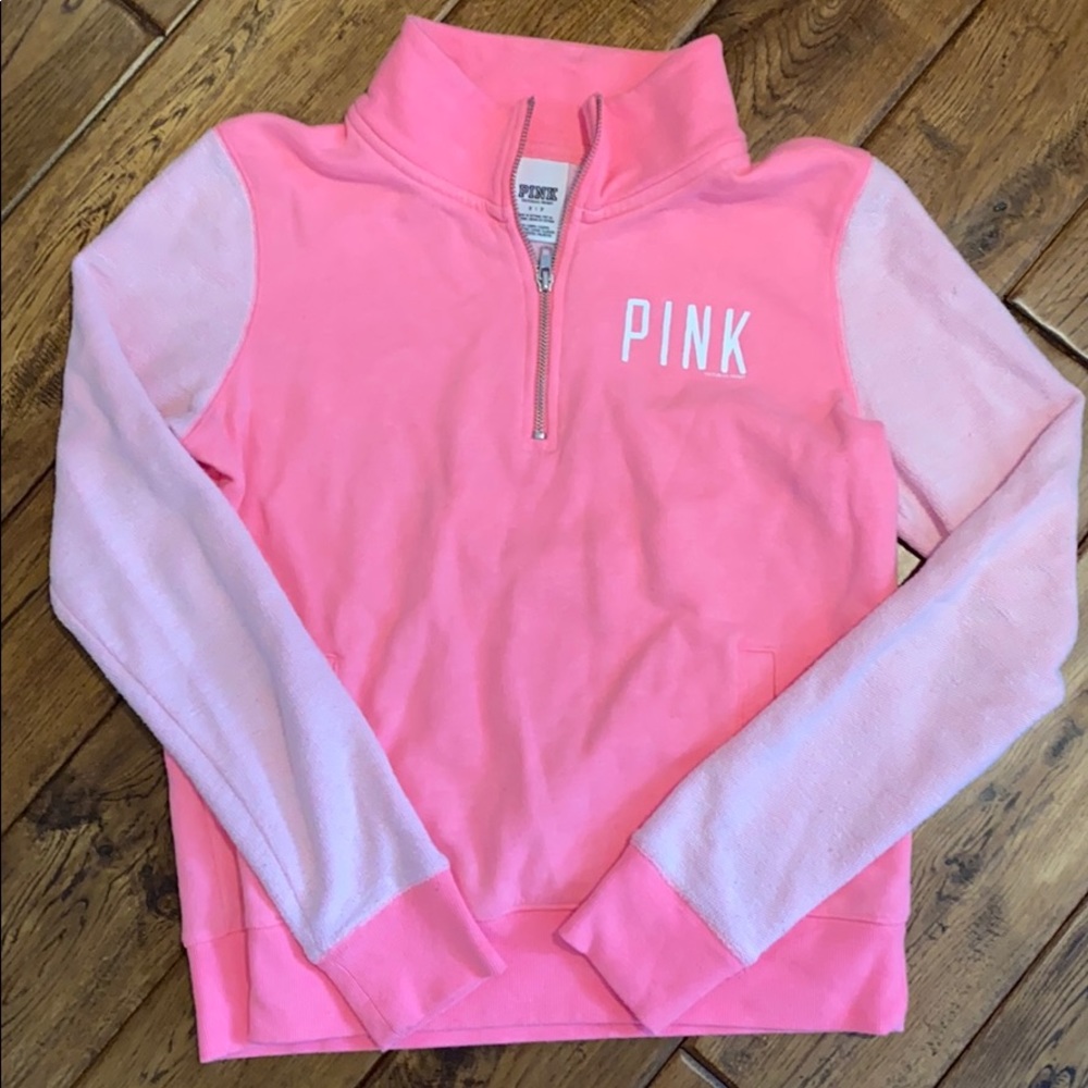 Hot pink 1/4 zip sweatshirt. Size small